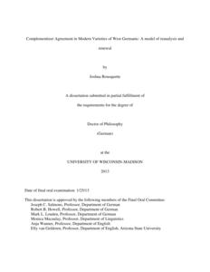 Complementizer Agreement in Modern Varieties of West Germanic: A model of reanalysis and renewal