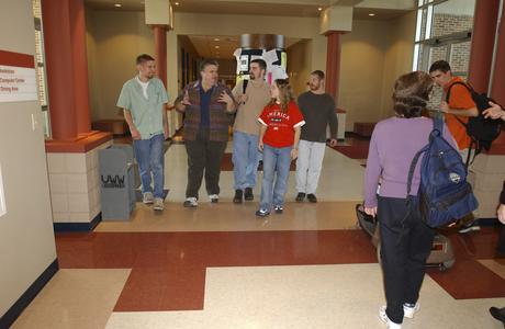 Students socializing in Westview Hall