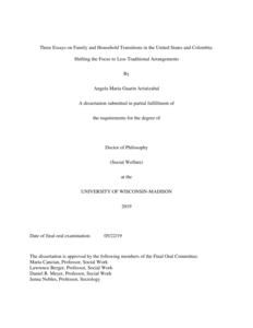 Three Essays on Family and Household Transitions in the United States and Colombia: Shifting the Focus to Less Traditional Arrangements