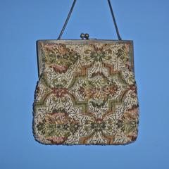 Floral and geometric tapestry bag