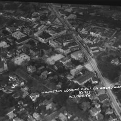 West Broadway Street, Waukesha, aerial view northwest