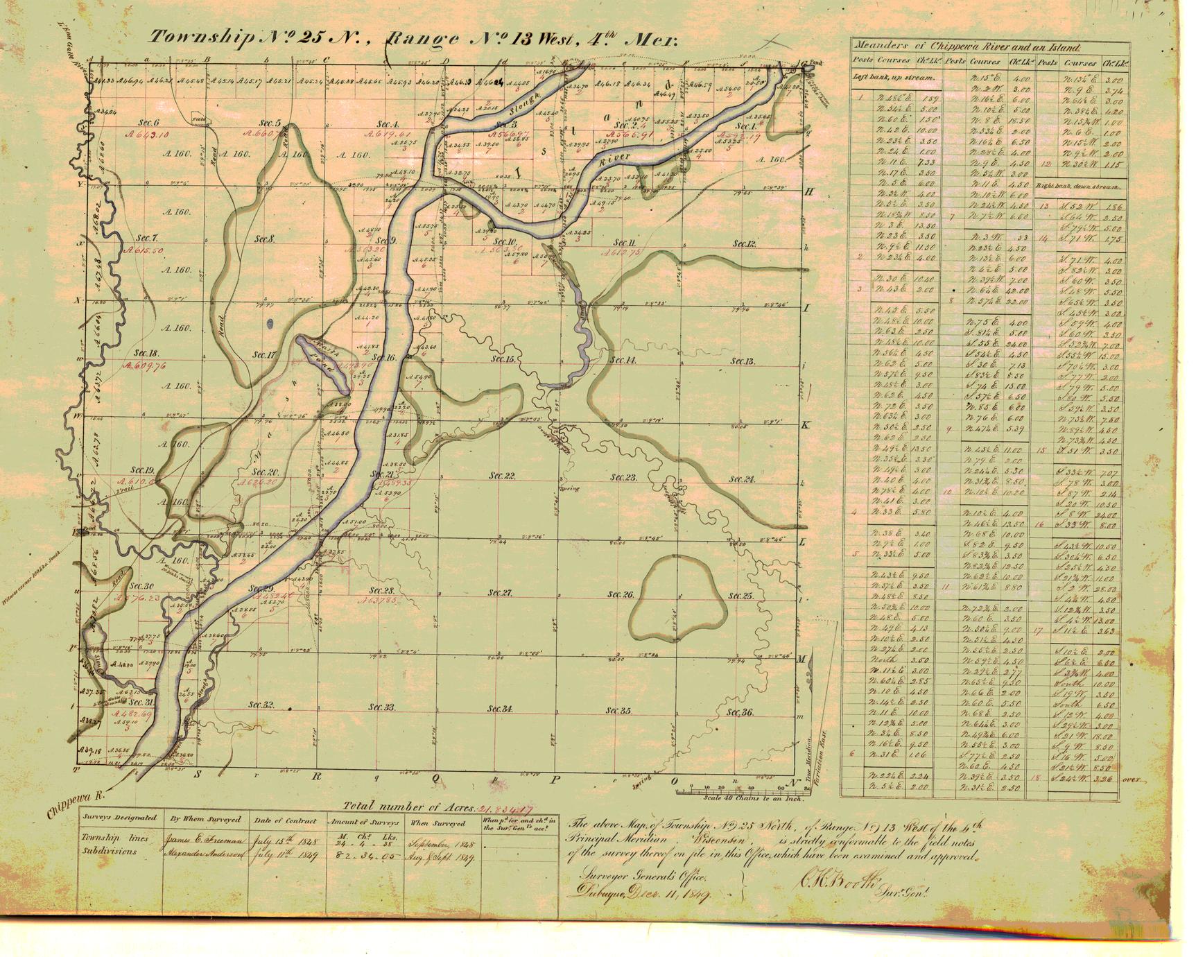 [Public Land Survey System map: Wisconsin Township 25 North, Range 13 West]