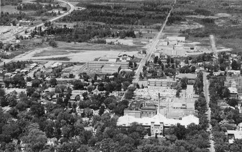 Aerial view of Wisconsin State University-Stevens Point, 1964