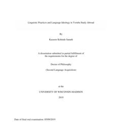 Linguistic Practices and Language Ideology in Yoruba Study Abroad
