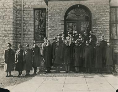 Officers and non-commissioned SATC officers outside Wisconsin Mining School