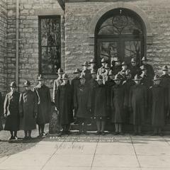 Officers and non-commissioned SATC officers outside Wisconsin Mining School