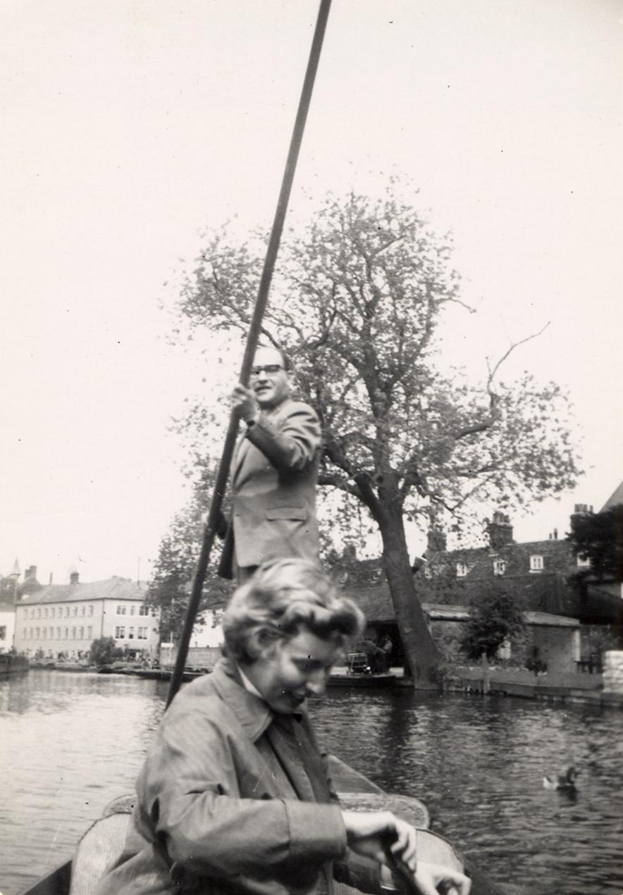 George Mosse and Ruth Drescher punting on a river in England - UWDC -  UW-Madison Libraries