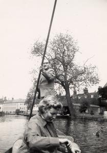 George Mosse and Ruth Drescher punting on a river in England