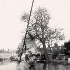 George Mosse and Ruth Drescher punting on a river in England
