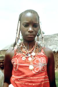 Fulbe Girl with Special Hairstyle and Jewelry