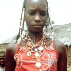 Fulbe Girl with Special Hairstyle and Jewelry