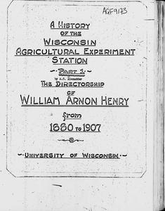 A history of the Wisconsin Agricultural Experiment Station