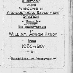 A history of the Wisconsin Agricultural Experiment Station