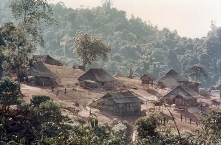 Panoramic view of a White Hmong village in Houa Khong Province