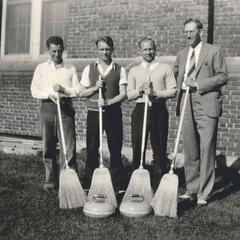 Curling players with Walter Wittich