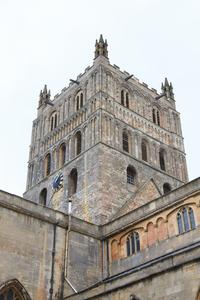 Tewkesbury Abbey tower from the northwest