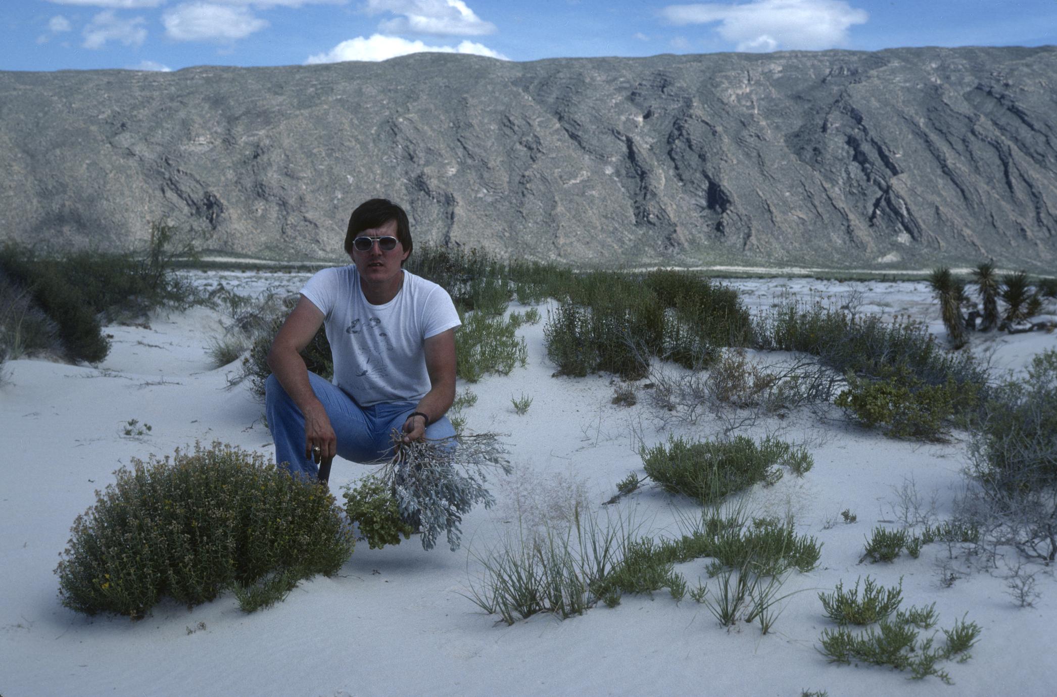 Alex Lasseigne in Chihuahuan Desert with gypsum dunes