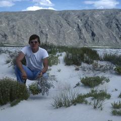 Alex Lasseigne in Chihuahuan Desert with gypsum dunes