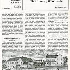 History of the Kunz family in the brewing industry in Manitowoc, Wisconsin