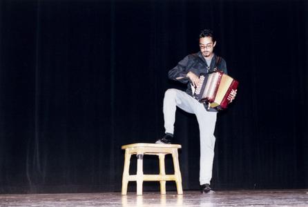 Nick Valdez plays accordion at 2000 MCOR