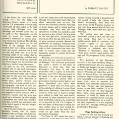 The history of banking in Manitowoc County