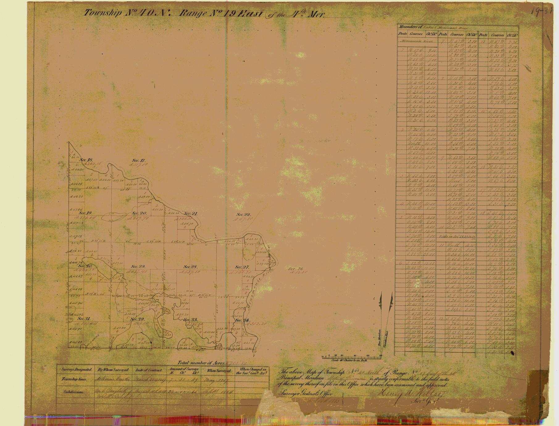 [Public Land Survey System map: Wisconsin Township 40 North, Range 19 East]