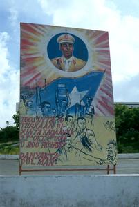 Political Billboard with Siad Barre and Flag