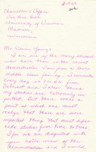 Edwin Young correspondence with student Licia Dearth