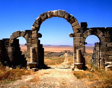 Three Arches at Entrance to Volubilis Roman Ruins