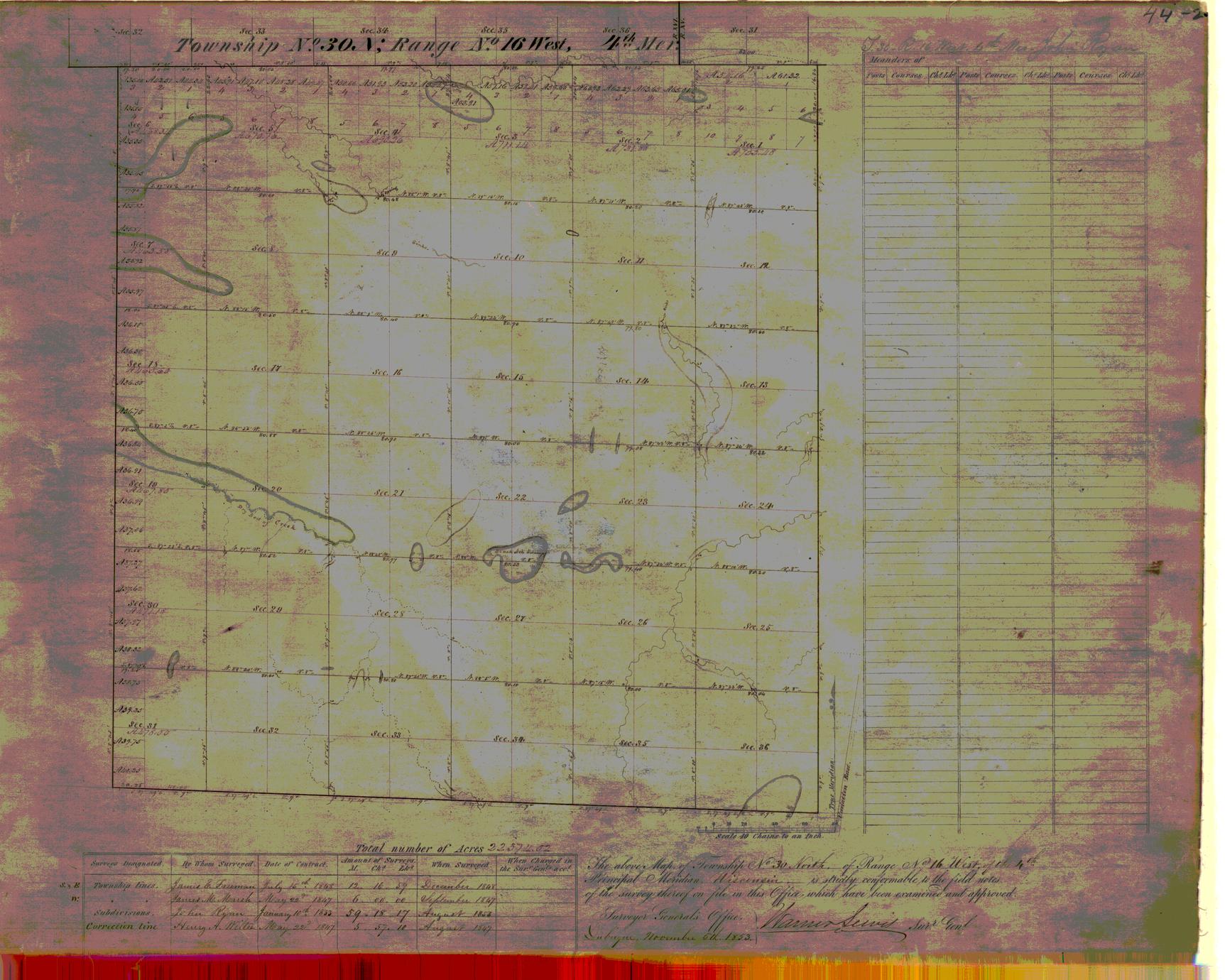 [Public Land Survey System map: Wisconsin Township 30 North, Range 16 West]