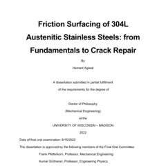 Friction Surfacing of 304L Austenitic Stainless Steels: from Fundamentals to Crack Repair