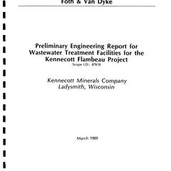 Preliminary engineering report for wastewater treatment facilities for the Kennecott Flambeau Project
