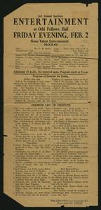 Odd Fellows Hall program of February 2, 1916