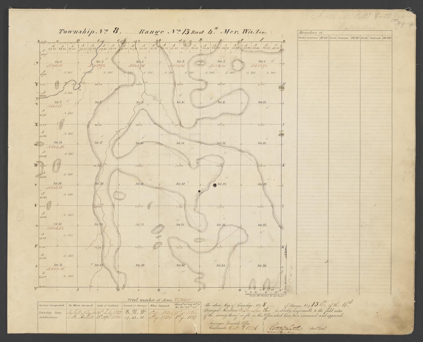 [Public Land Survey System map: Wisconsin Township 08 North, Range 13 East]