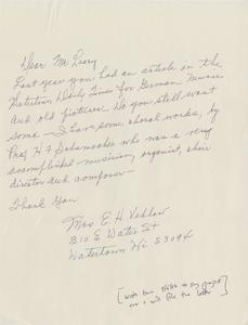 Letter from Mrs. E.H. Vehlon, August 1986