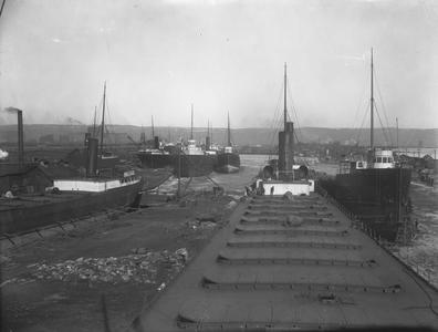 The W.W. Brown and other vessels laid up in Howard's Pocket, Superior, Wisconsin