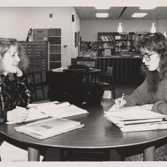 Students study in the library