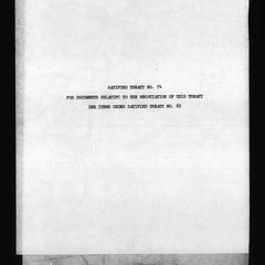 Ratified treaty no. 74. For documents relating to the negotiation of this treaty see items under ratified treaty no. 62