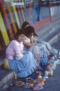 Women selling crafts in street, Mexico City