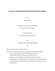 Essays on Agricultural and Environmental Economics