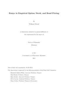 Essays in Empirical Option, Stock, and Bond Pricing