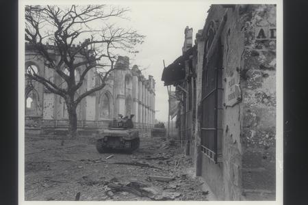 Tanks in Walled City, Manila, 1945