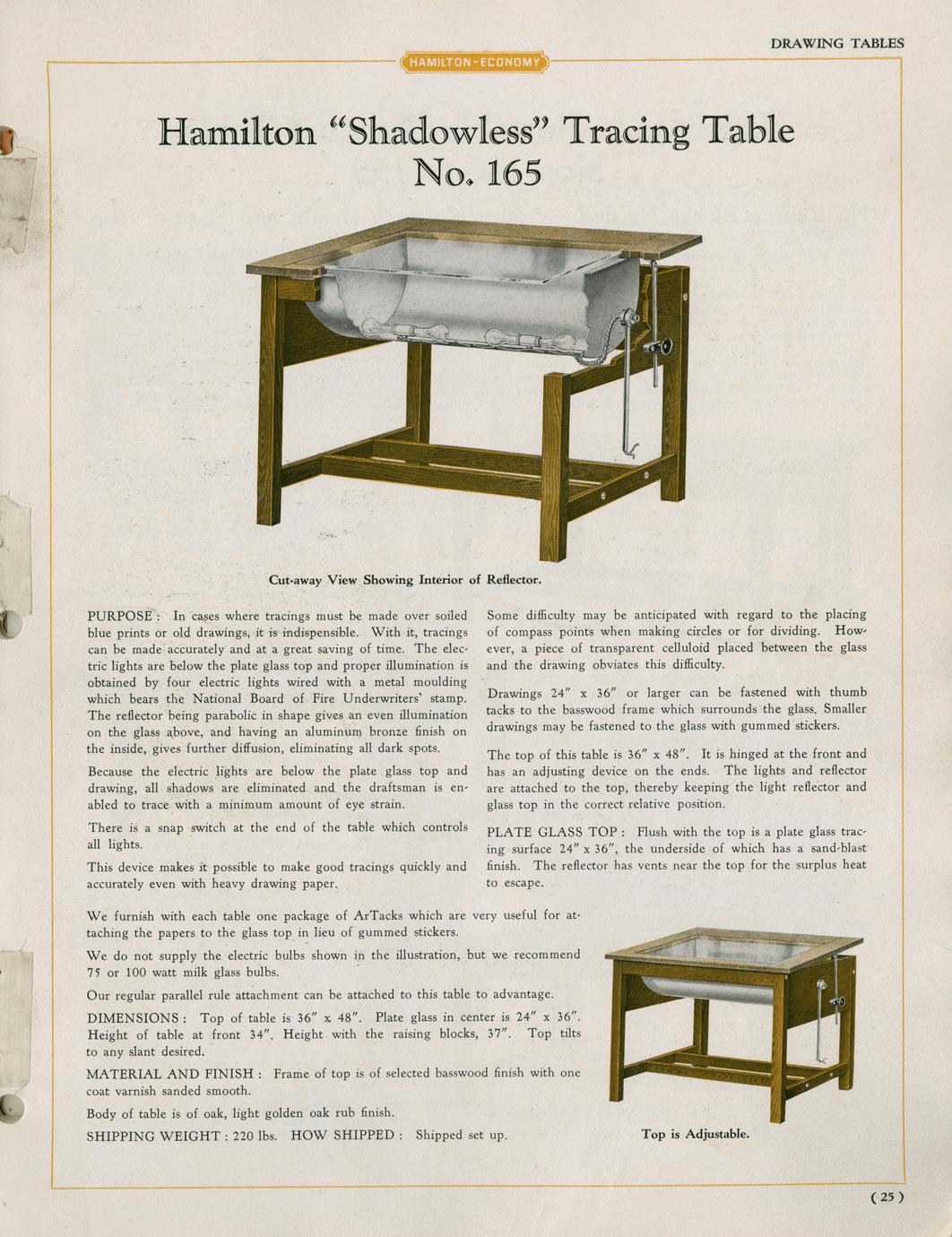 Hamilton drafting room furniture Catalog No. 7 1929 Full view UWDC