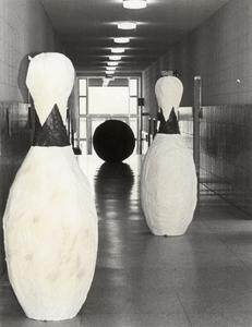 Giant bowling pins and ball, University of Wisconsin--Marshfield/Wood County
