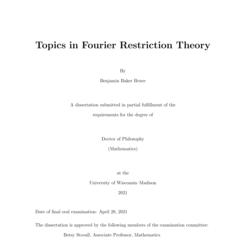 Topics in Fourier Restriction Theory