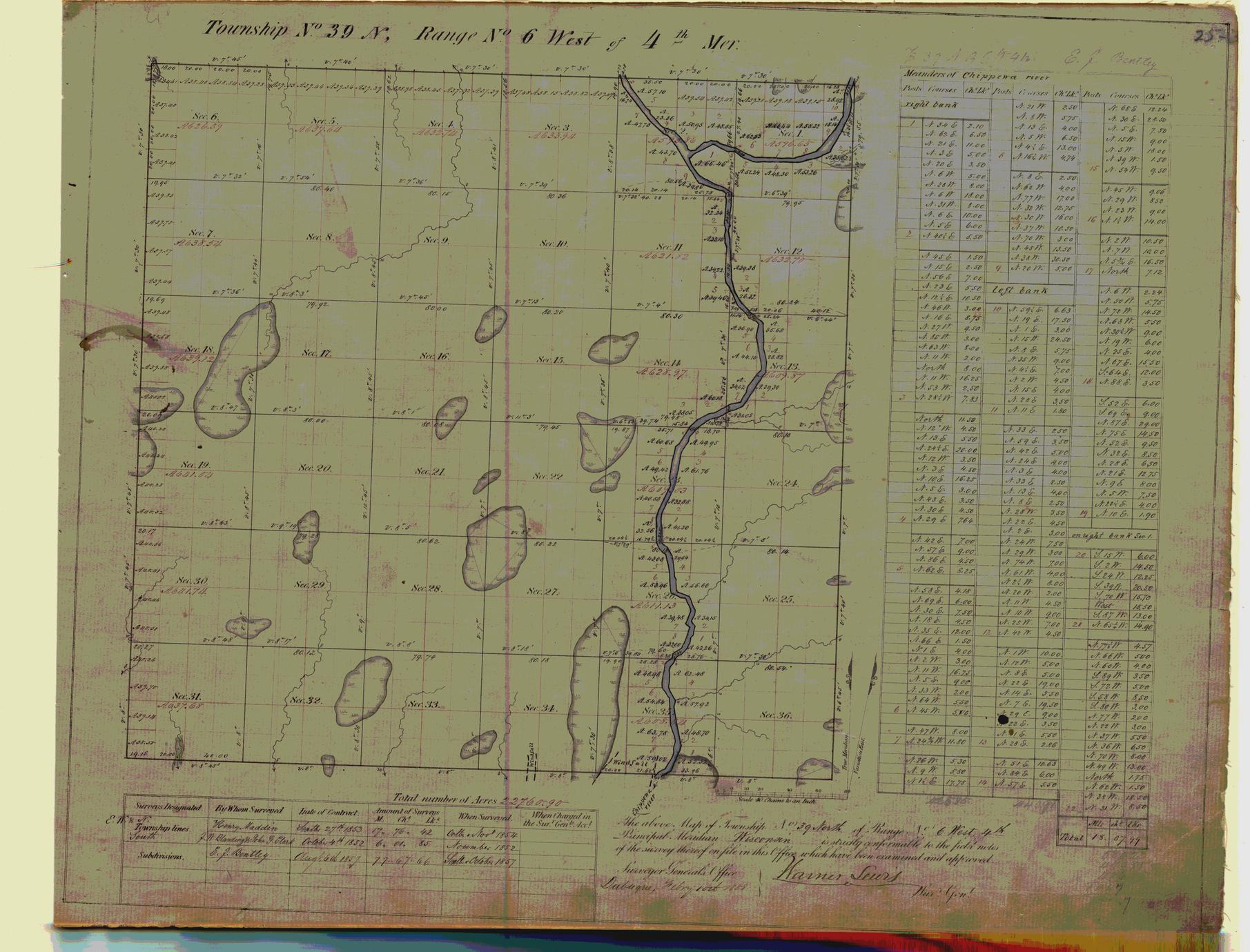 [Public Land Survey System map: Wisconsin Township 39 North, Range 06 West]