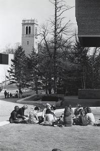Students relaxing on Van Hise lawn