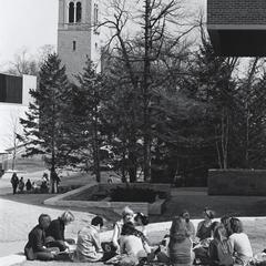 Students relaxing on Van Hise lawn