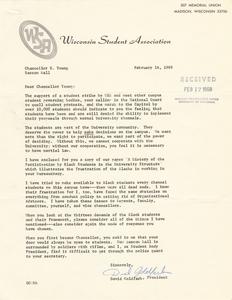 WSA letter to Edwin Young on black student strike