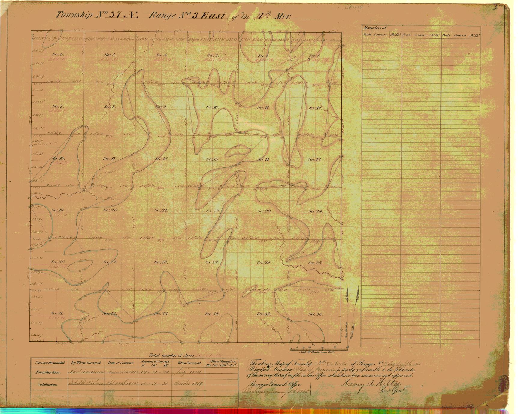 [Public Land Survey System map: Wisconsin Township 37 North, Range 03 East]